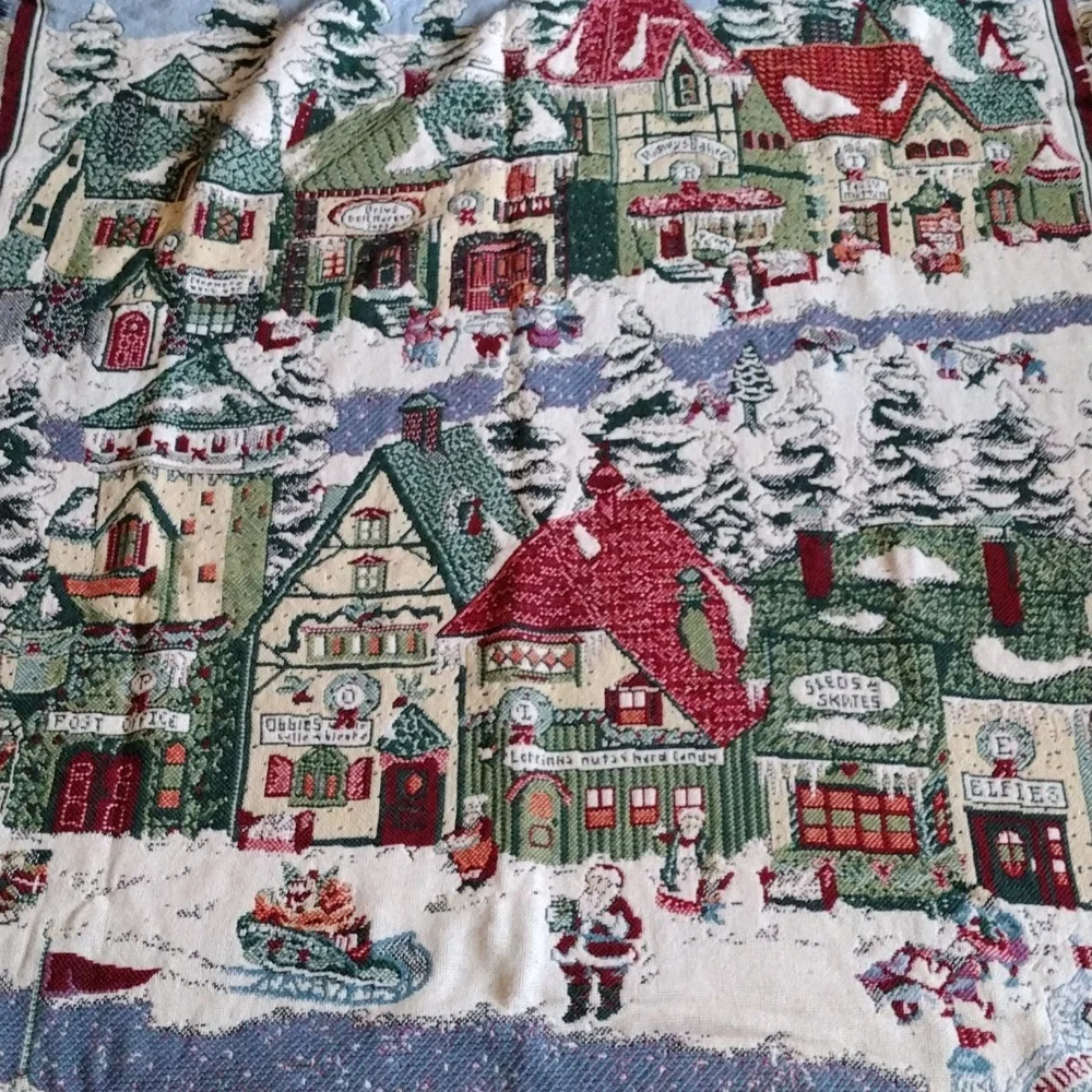 Vtg Holiday Throw Blanket - Picture 2 of 4